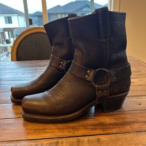 Frye Brown Harness Ankle Boots